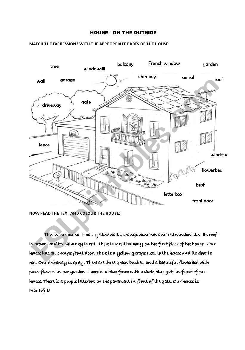 House - on the outside worksheet