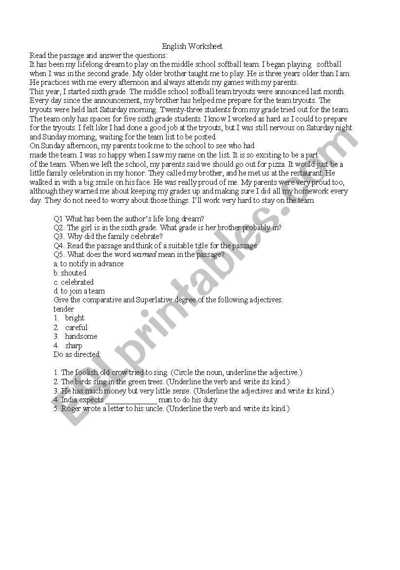 English worksheet worksheet