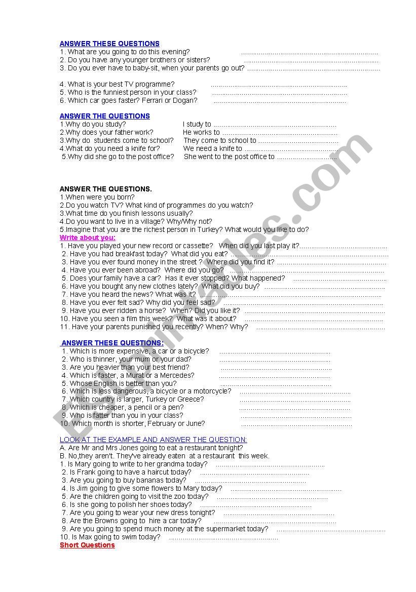 ANSWER THESE QUESTIONS PART 2 worksheet