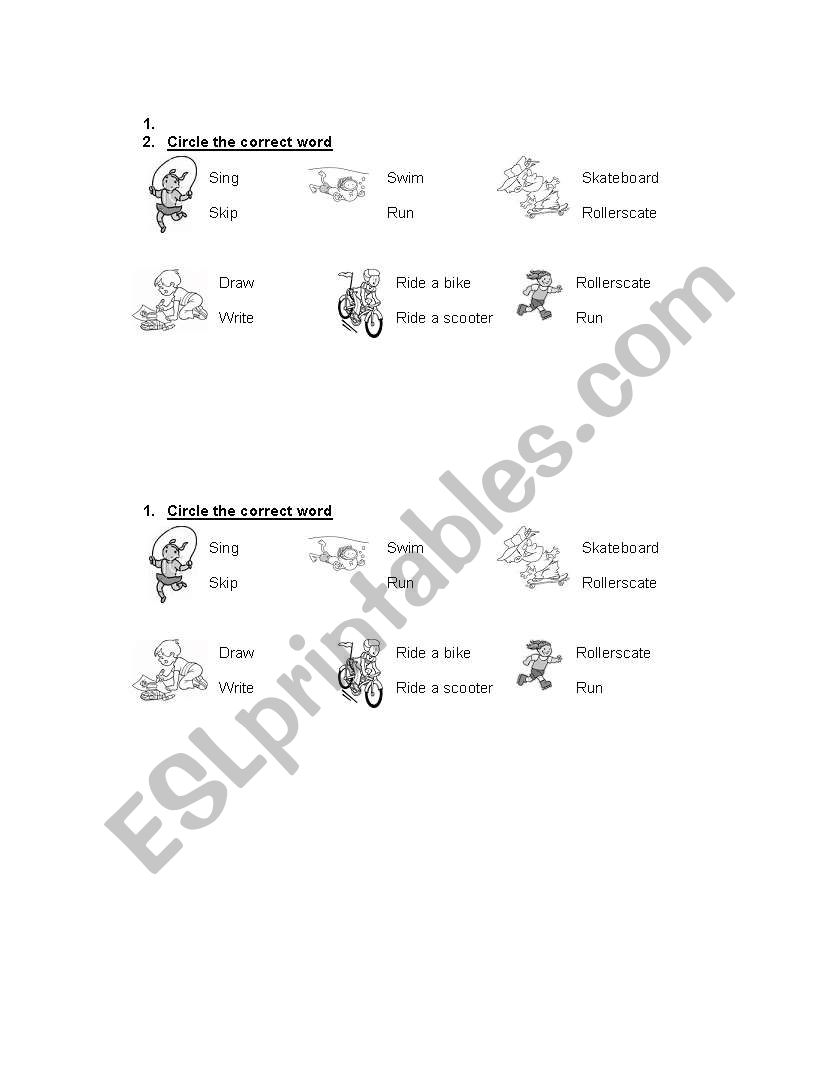 Actions worksheet