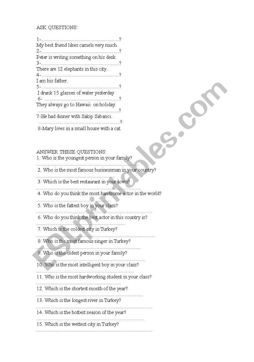 ASK QUESTIONS PART 2 worksheet