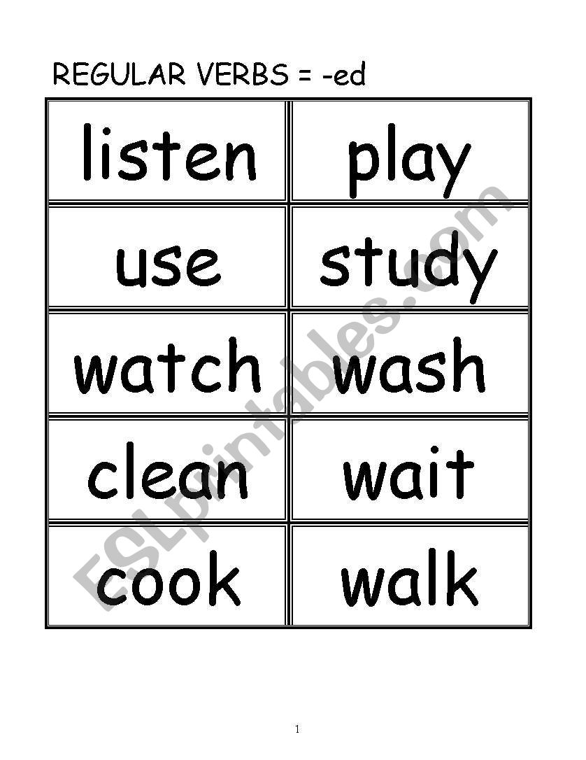 Cards - SORTING Past Tense Regular & Irregular VERBS