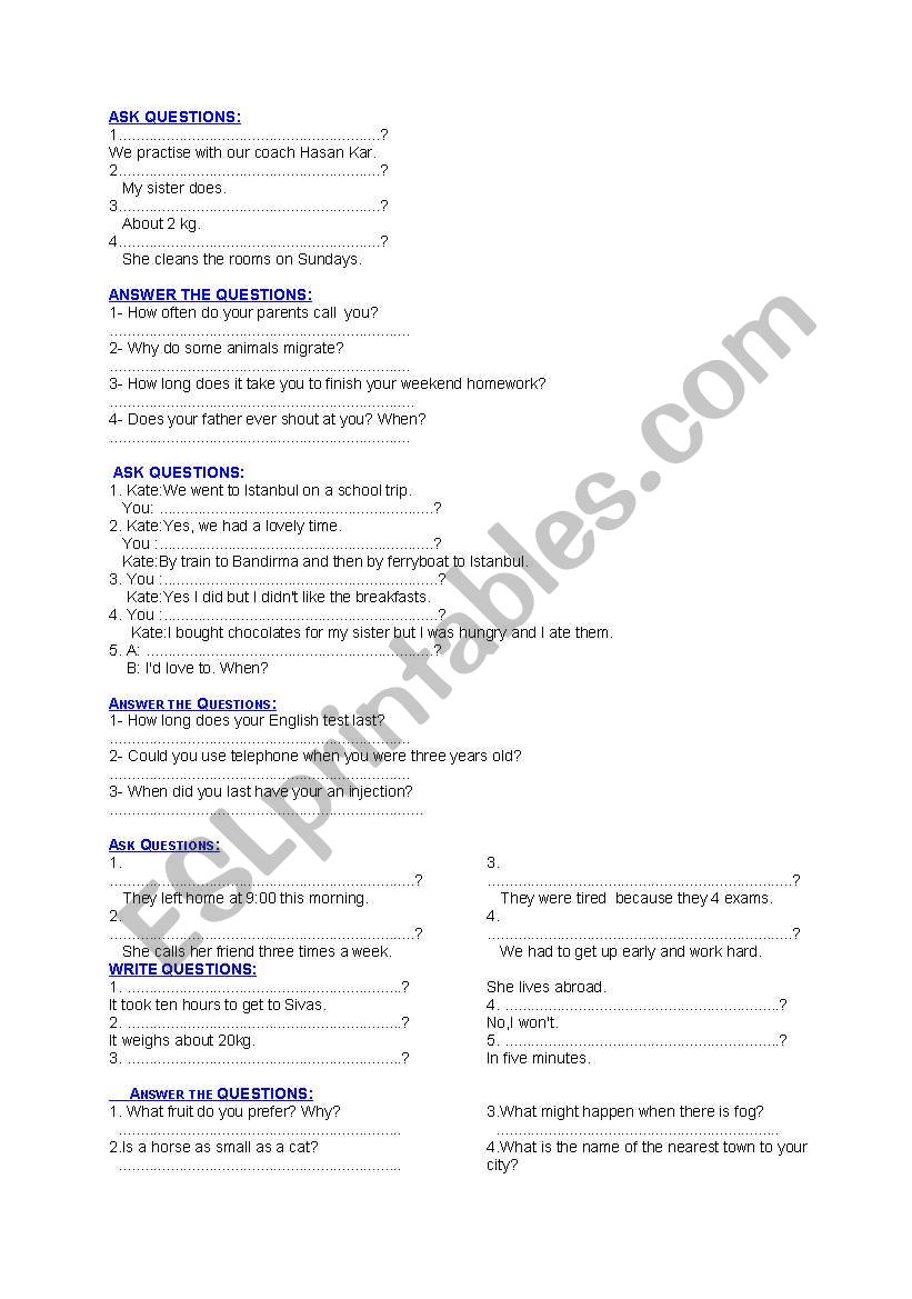 ASK QUESTIONS PART 3 worksheet