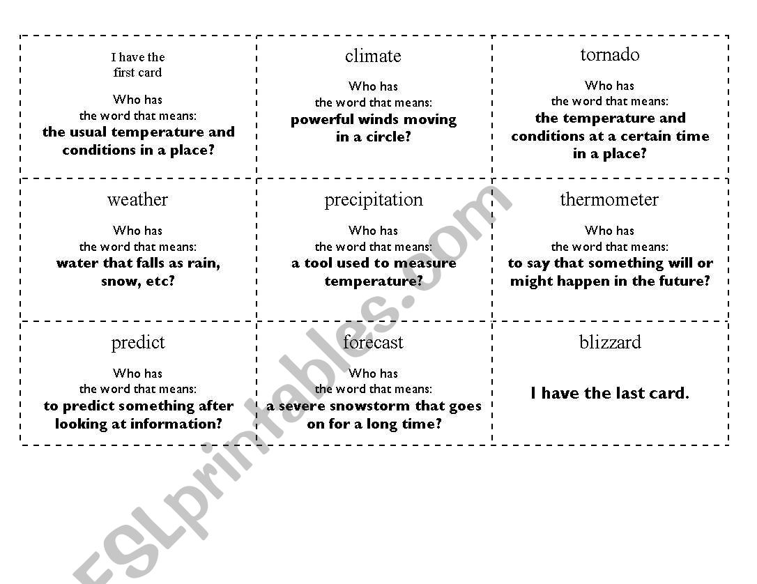 I have who has weather vocab worksheet