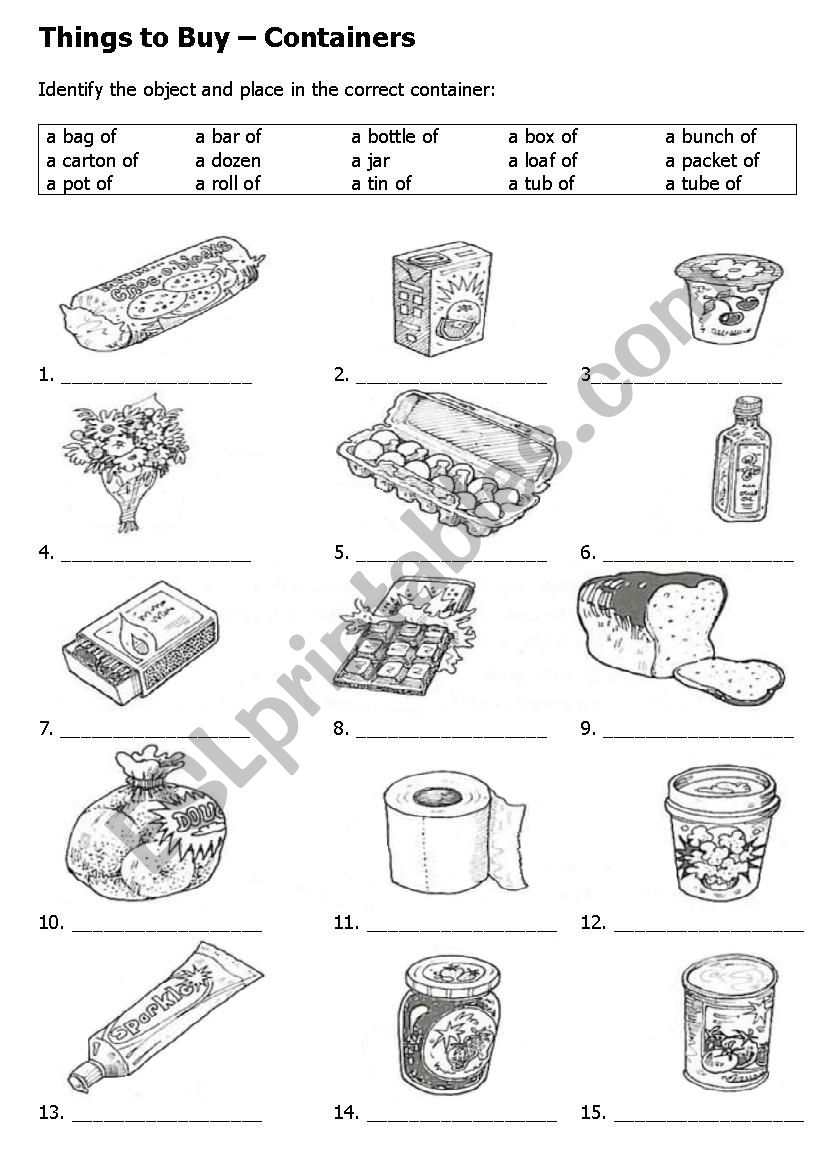 What is the container for these items? Make a shopping list.