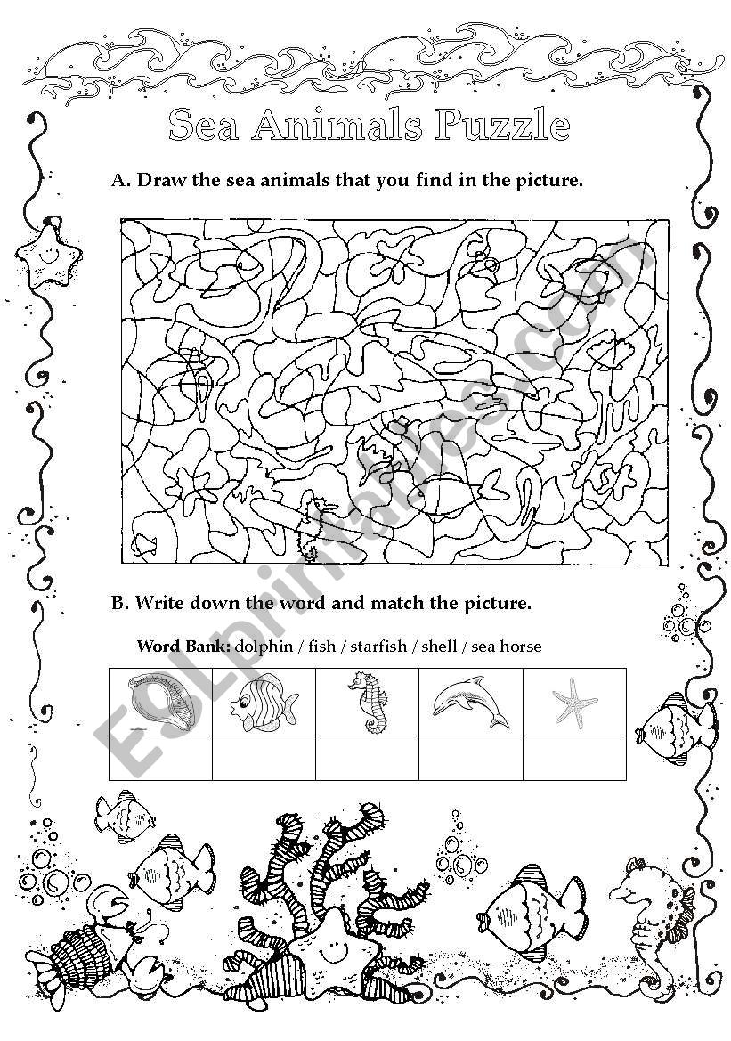 Sea Animals Puzzle worksheet