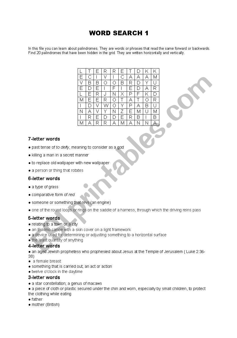 Word Search 1 worksheet