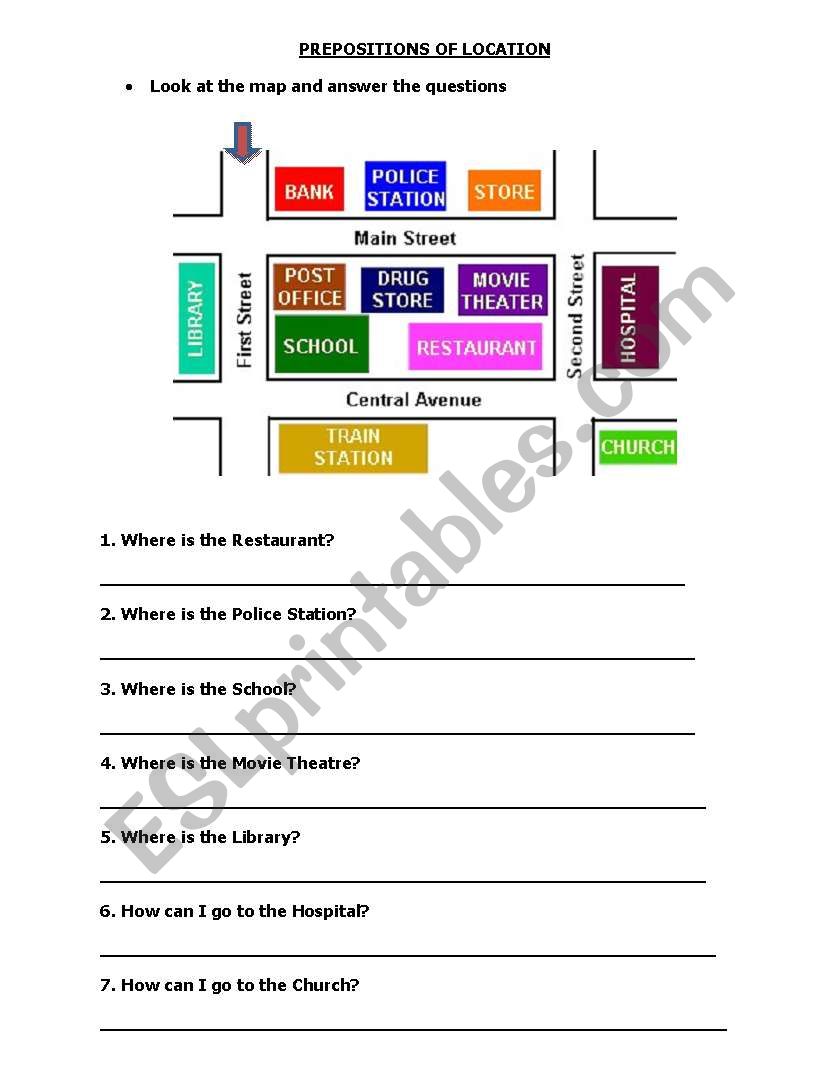 Prepostions of Location worksheet