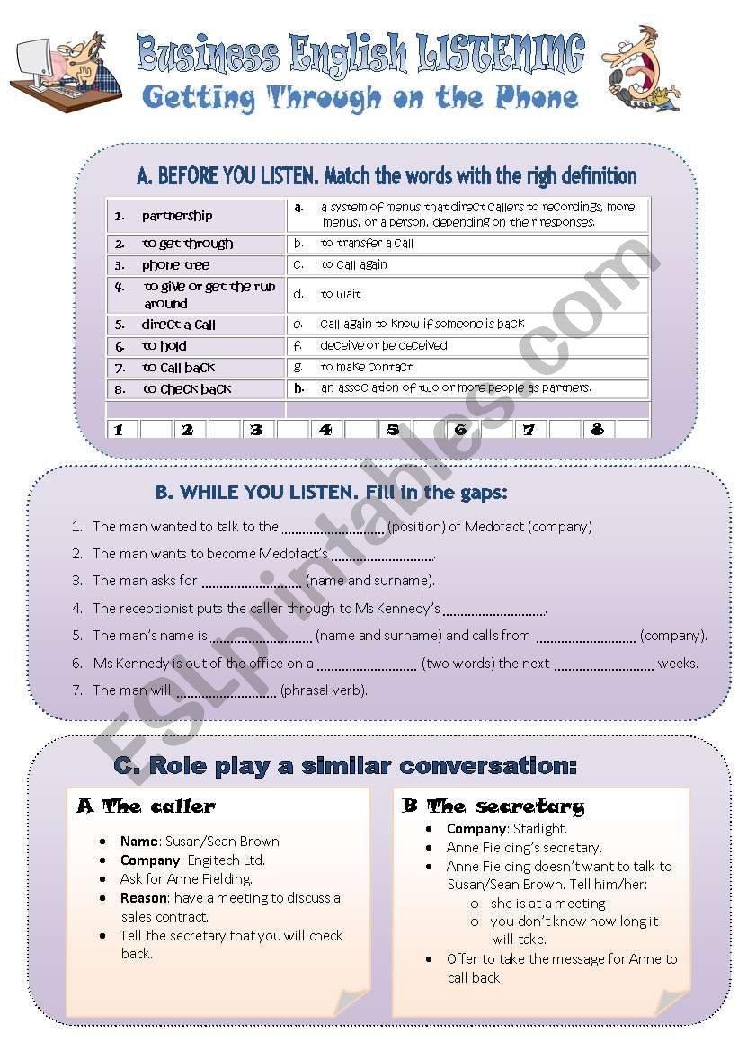 Listening activity: Getting through on the phone