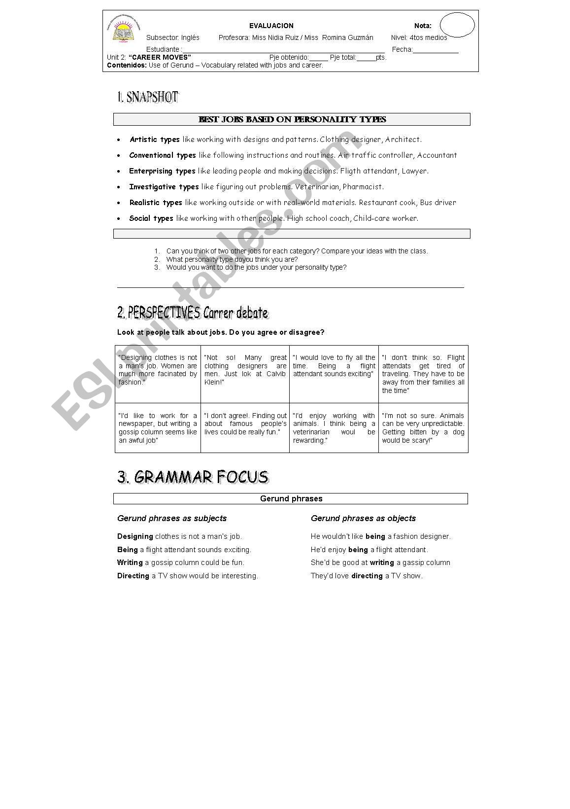 gerunds worksheet