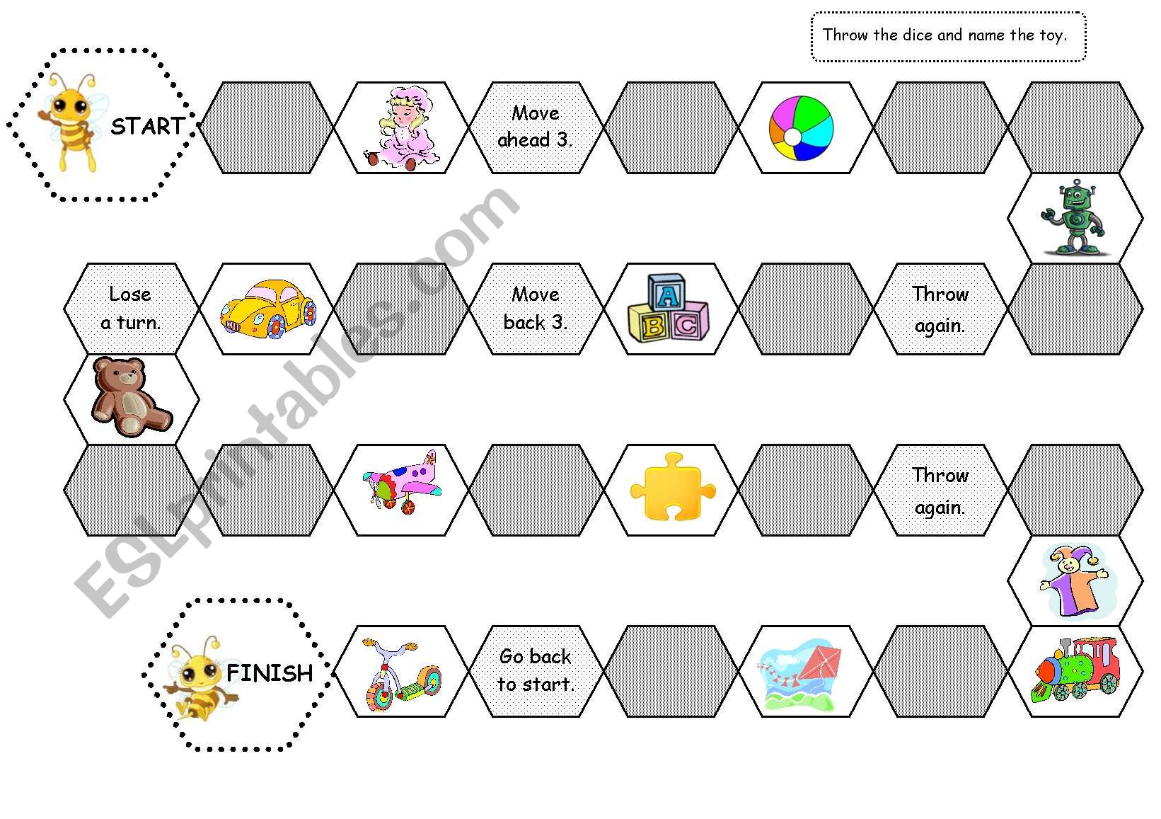 Bee board game - Toys worksheet