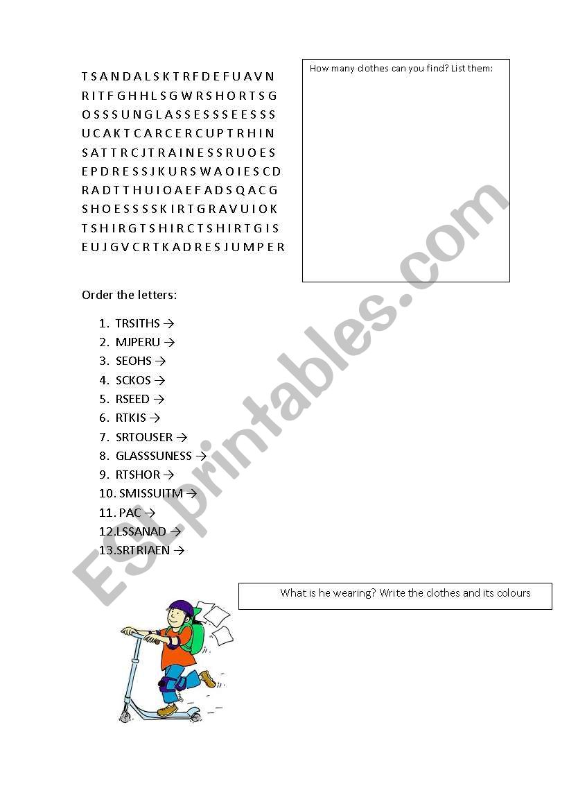 CLOTHES - Activities worksheet