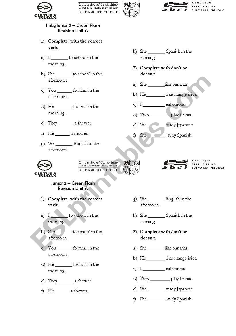 3rd person practice worksheet