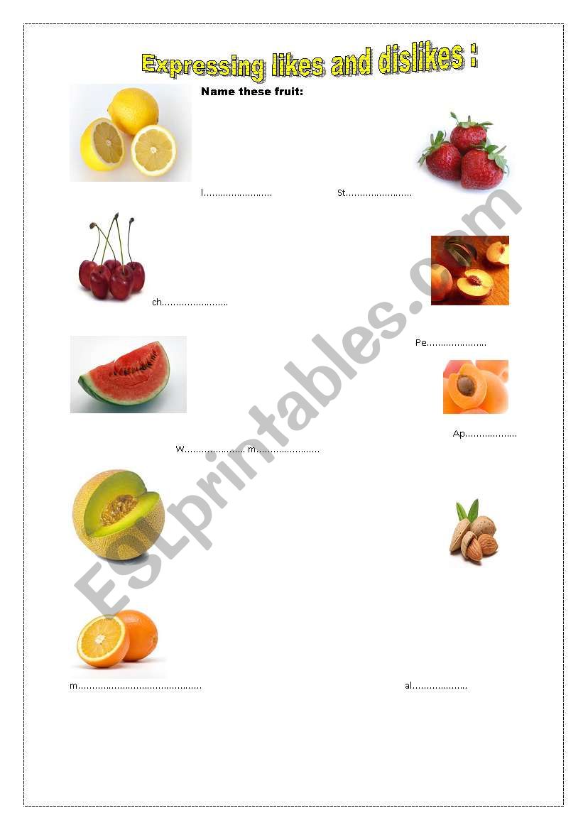 Expressing likes and dislikes worksheet