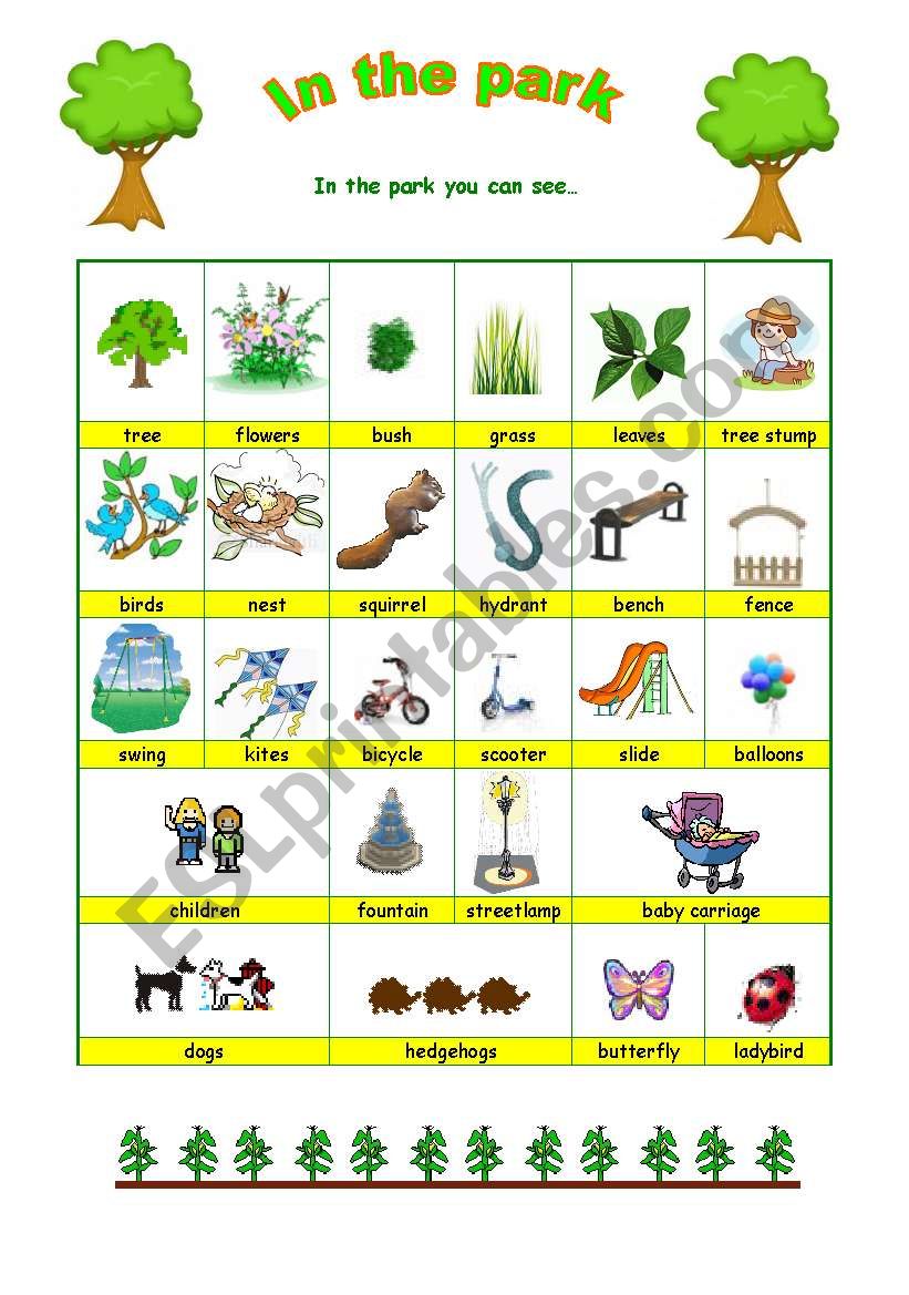 In the park worksheet