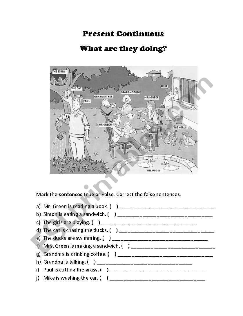 Present Continuous worksheet