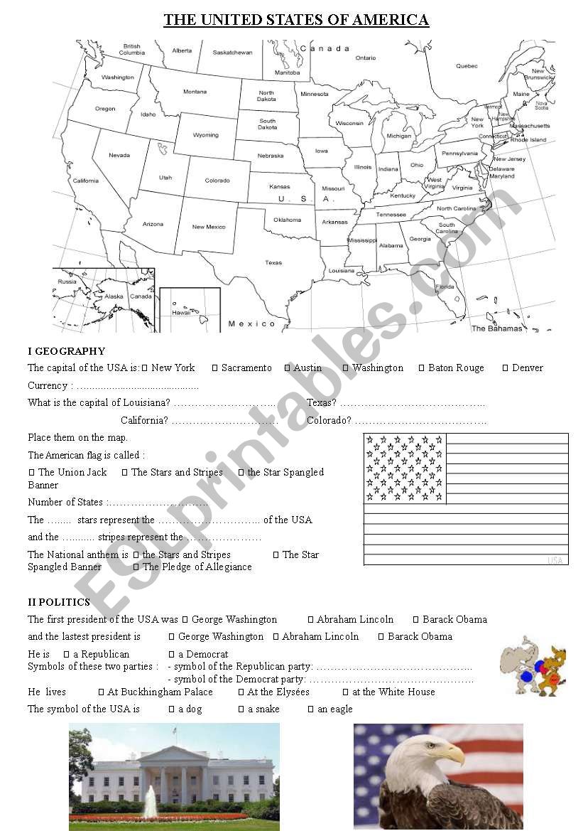 The USA worksheet