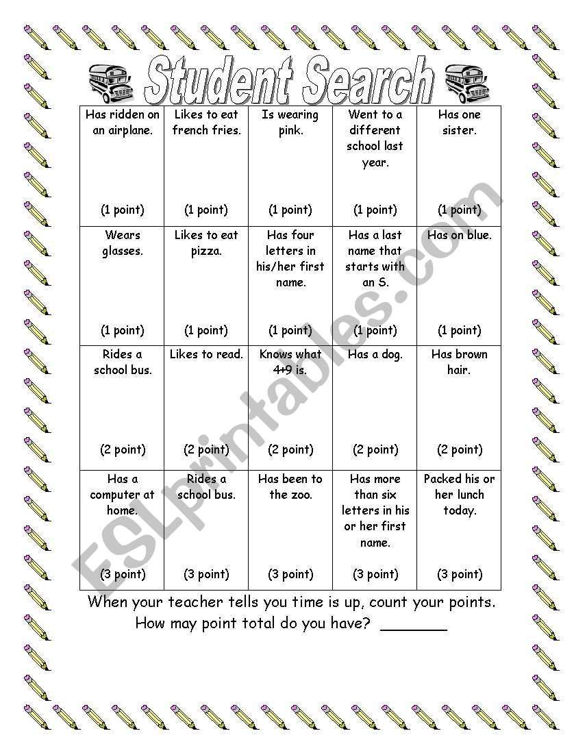 people bingo worksheet
