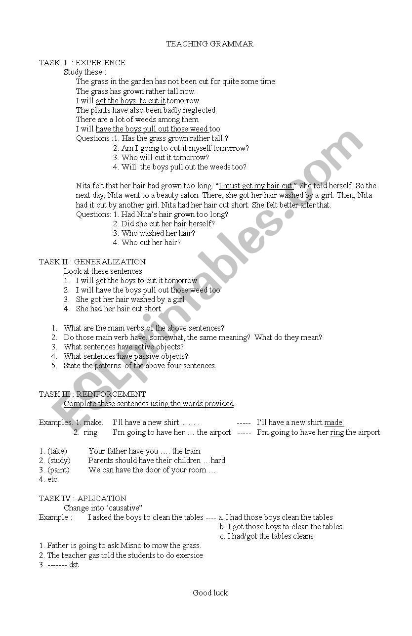 teaching grammar worksheet