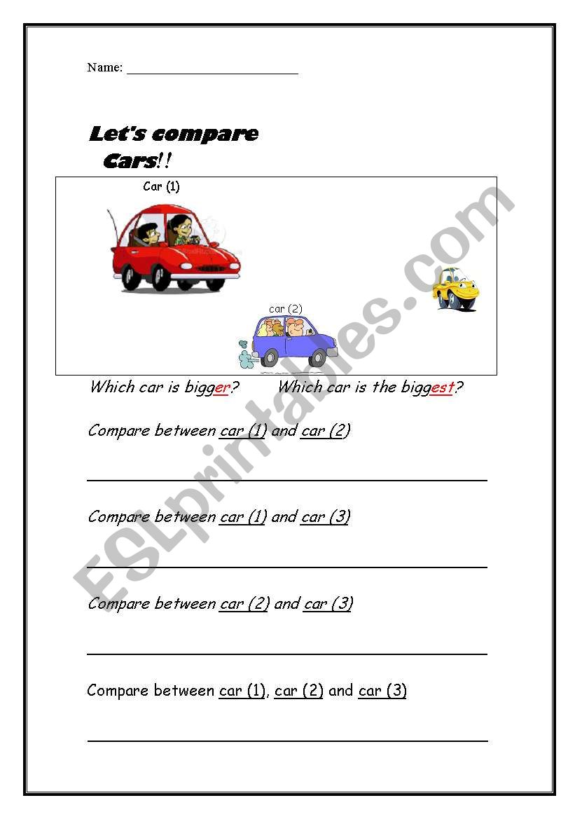 Comparing by adding er -est worksheet