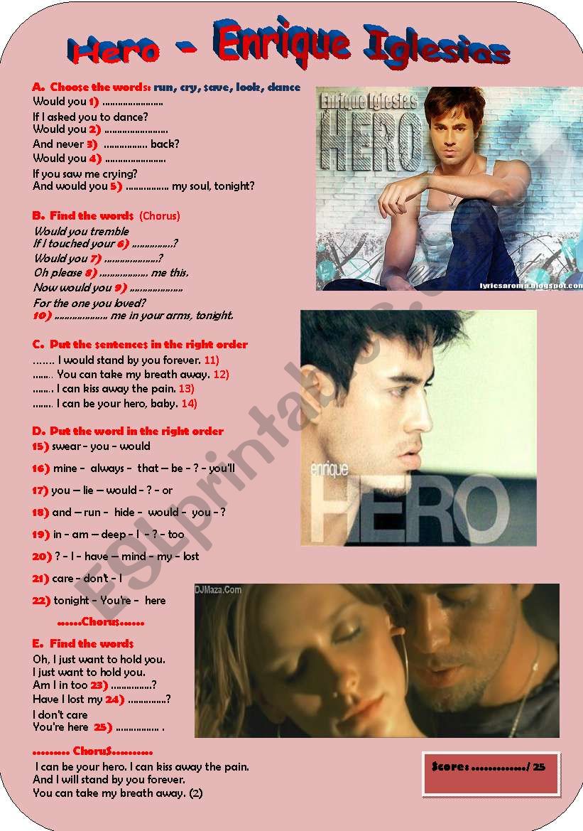 Hero - Enrique Iglesias - Listening + KEY