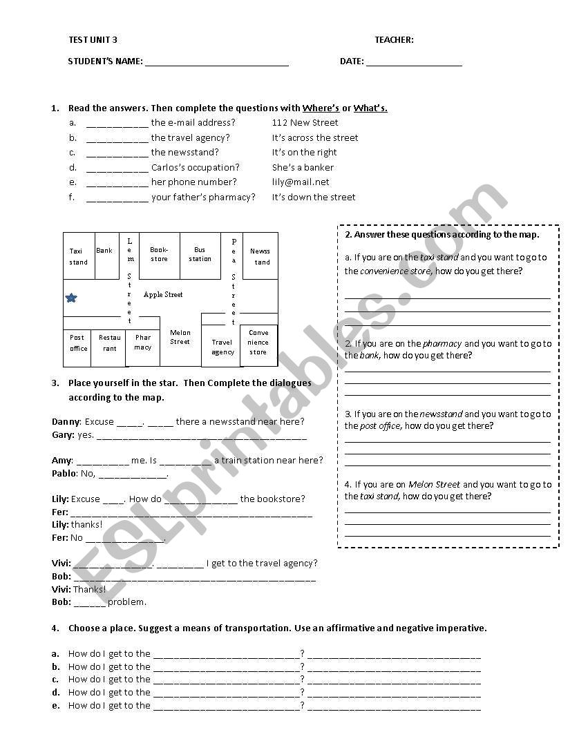 directions worksheet