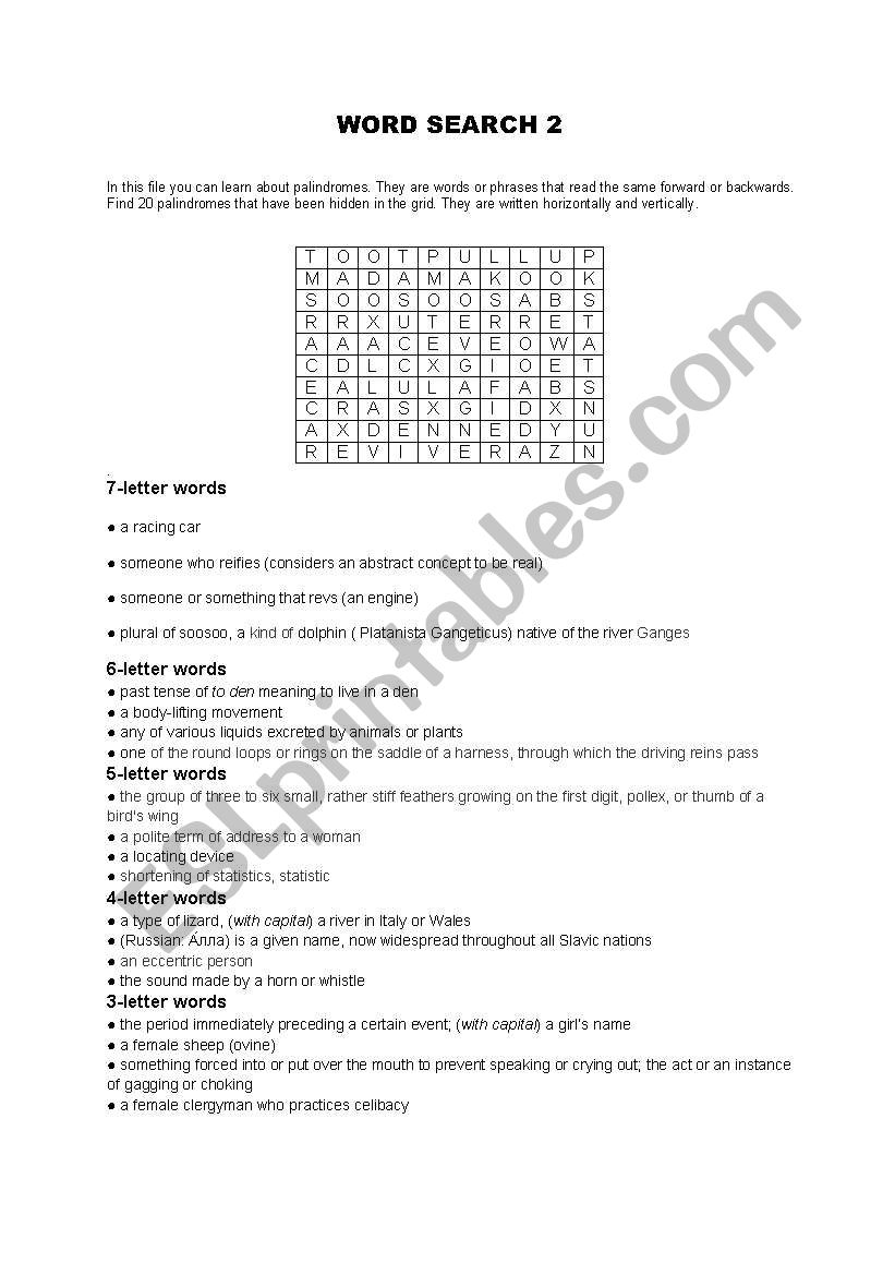 Word Search 2 worksheet