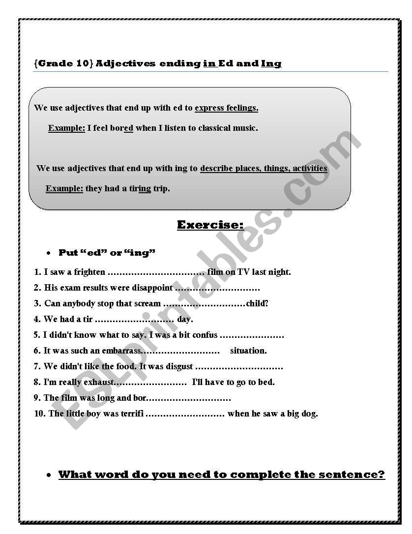 ed worksheet