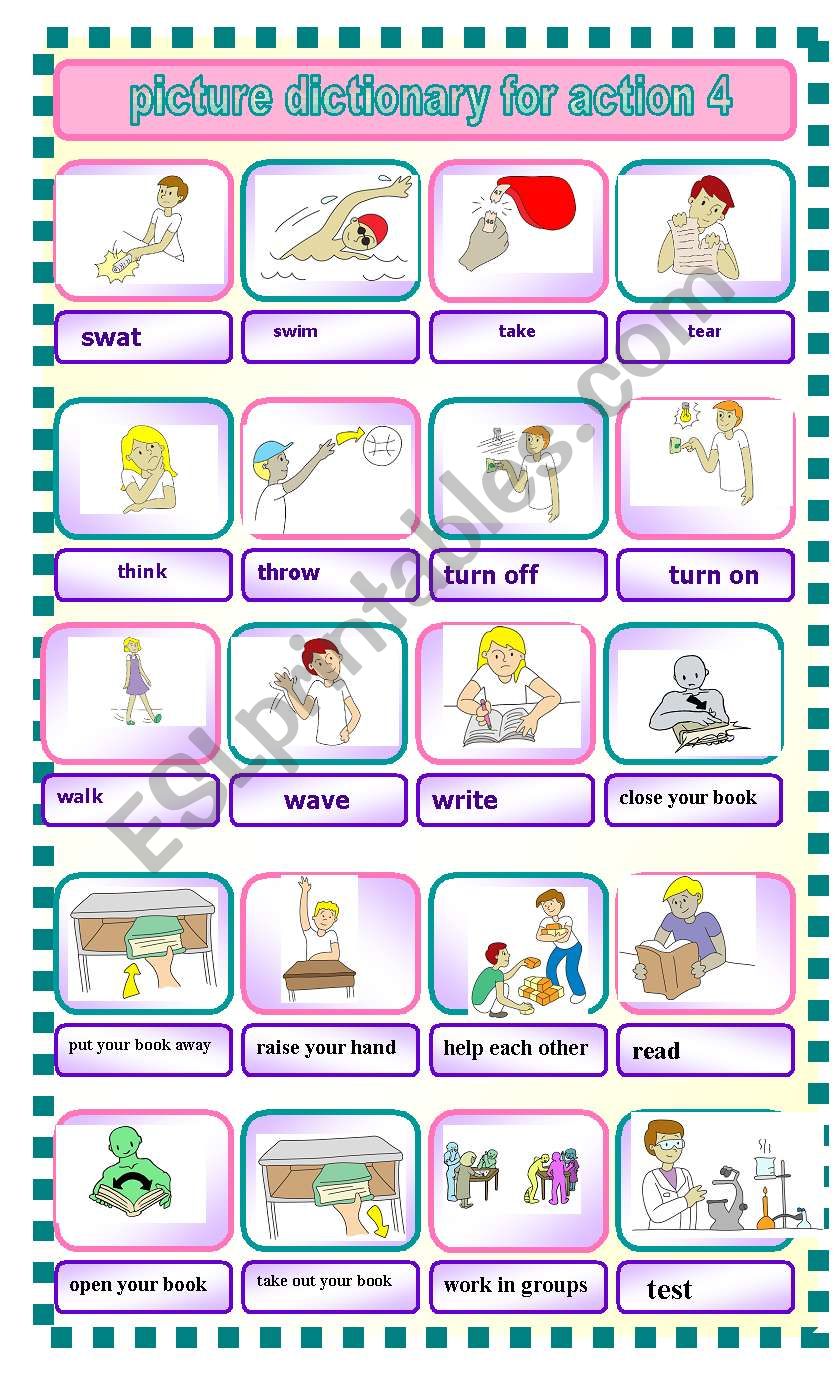 picture dictionary for action verbs 4/4