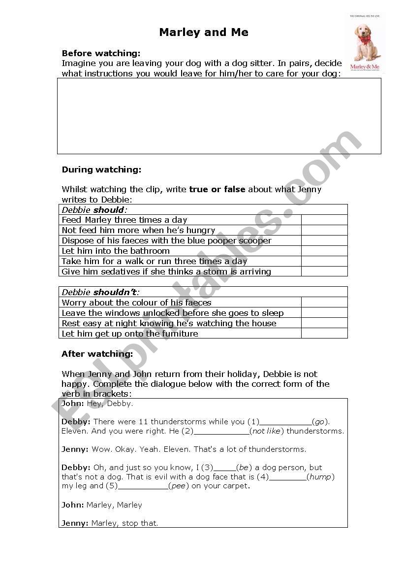 Video: Marley and me worksheet