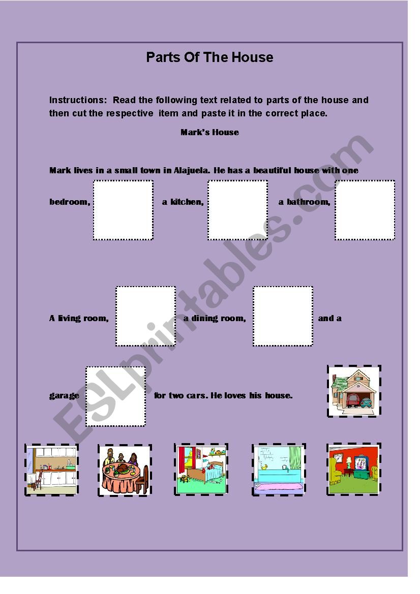 Parts Of The House MarlonMark worksheet