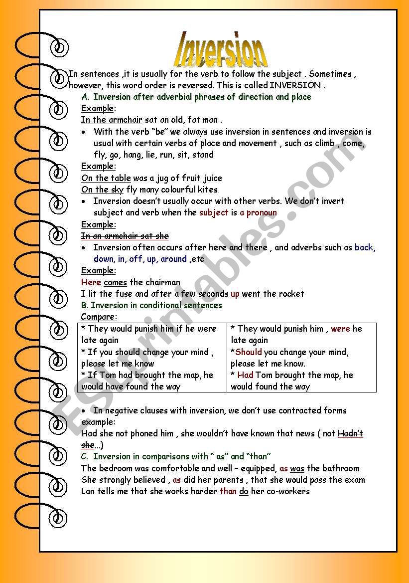 Inversion ( Part one ) worksheet