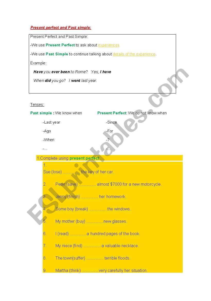 Present perfect and Past Simple