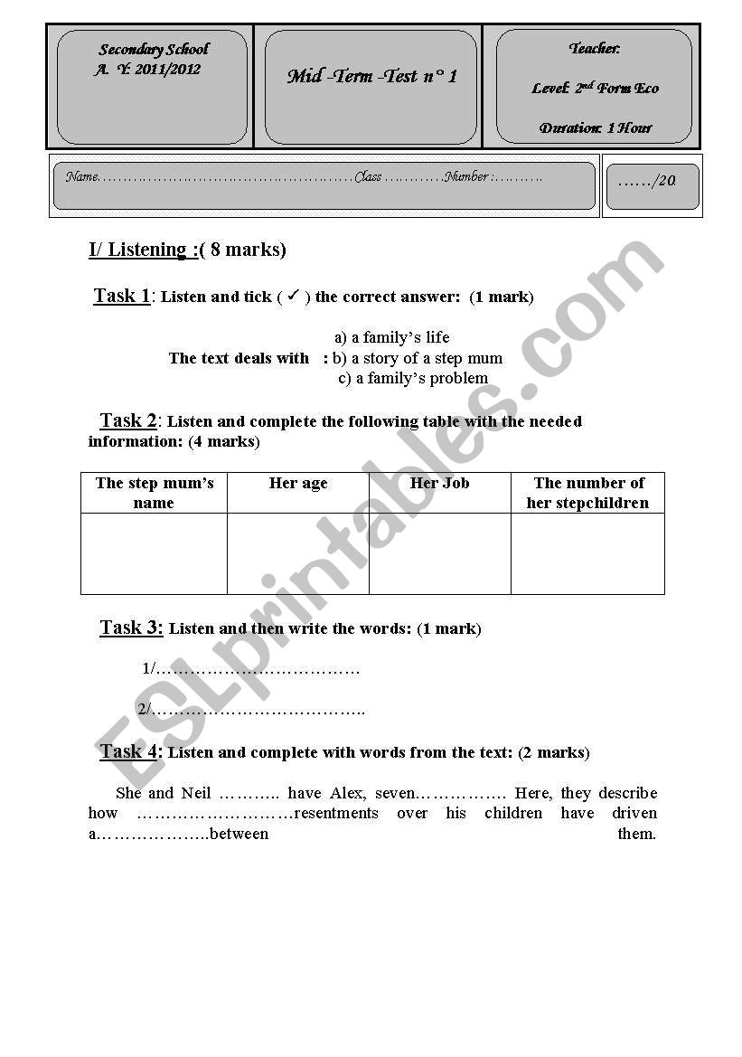 mid term test 1 worksheet