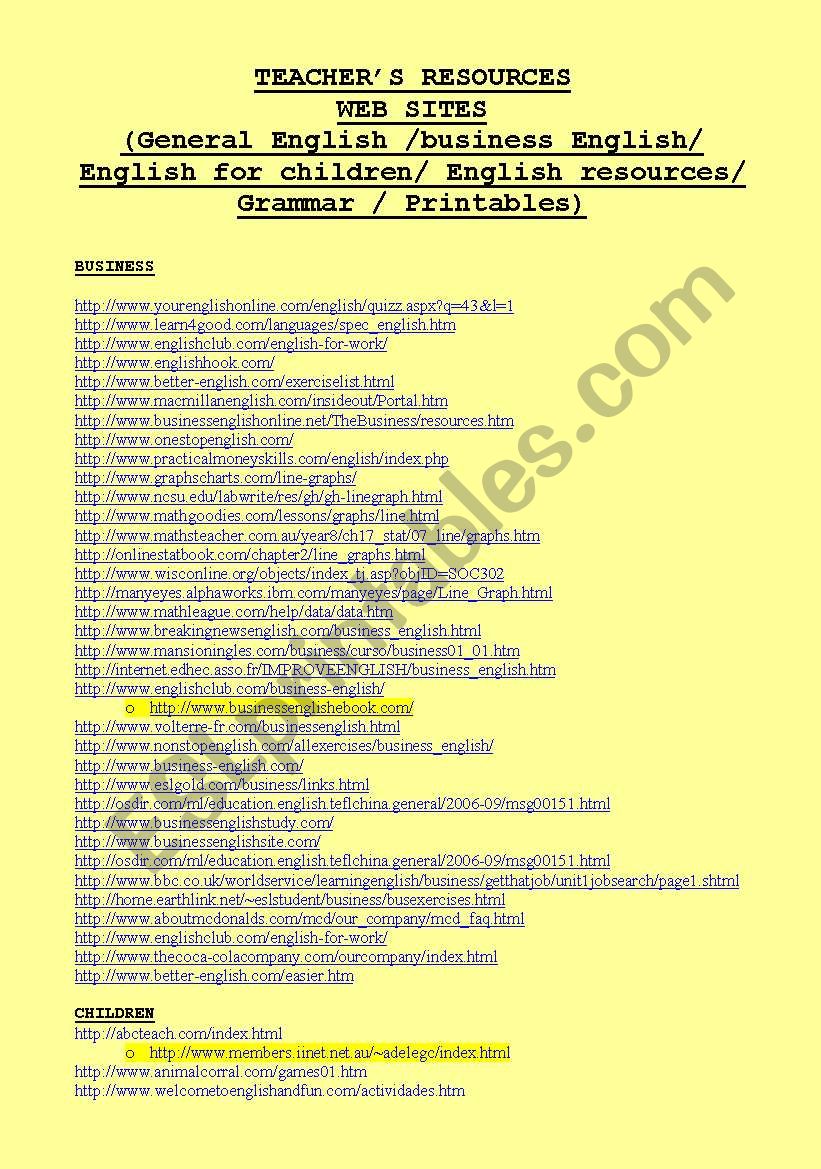 TEACHERS RESOURCES WEB SITES TEACHERS RESOURCES WEB SITES TEACHERS RESOURCES WEB SITES 