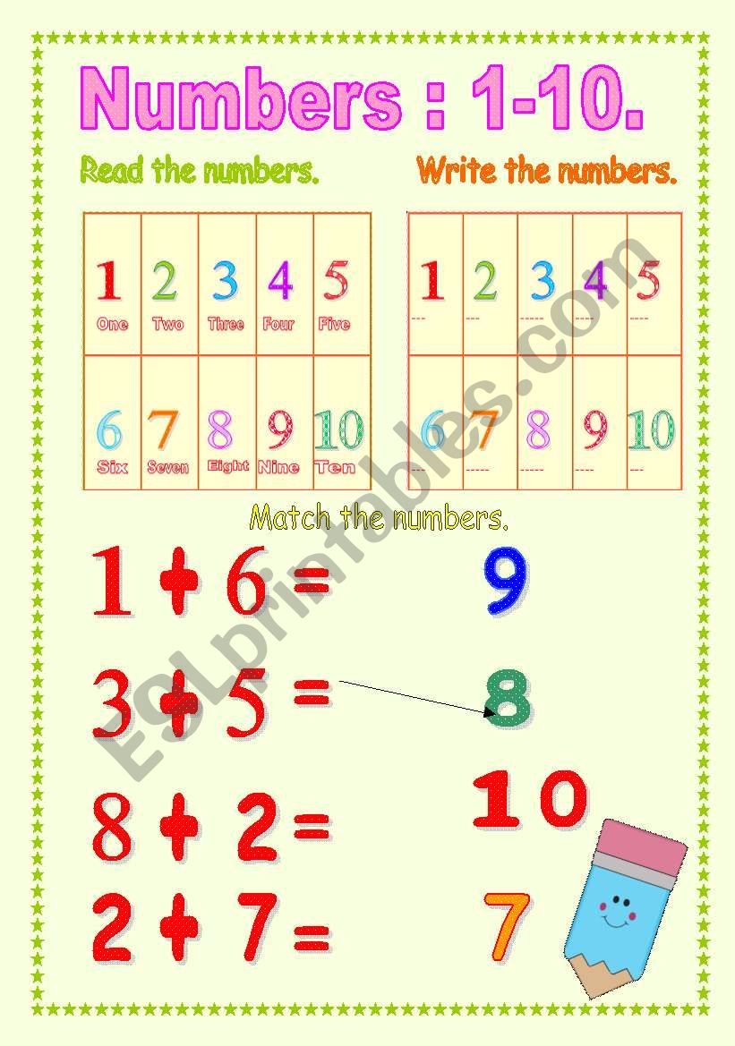 Numbers worksheet