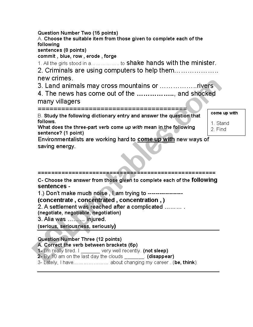 English worksheet