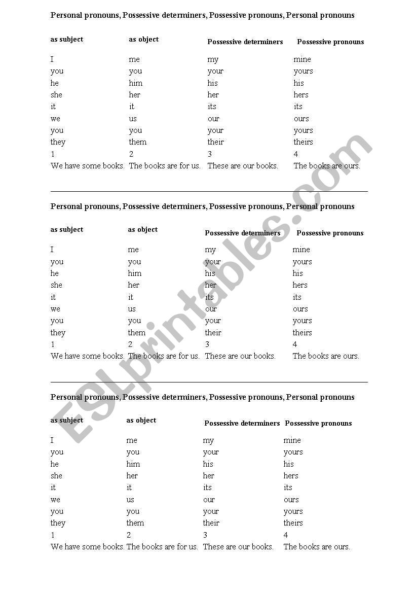 possession  worksheet