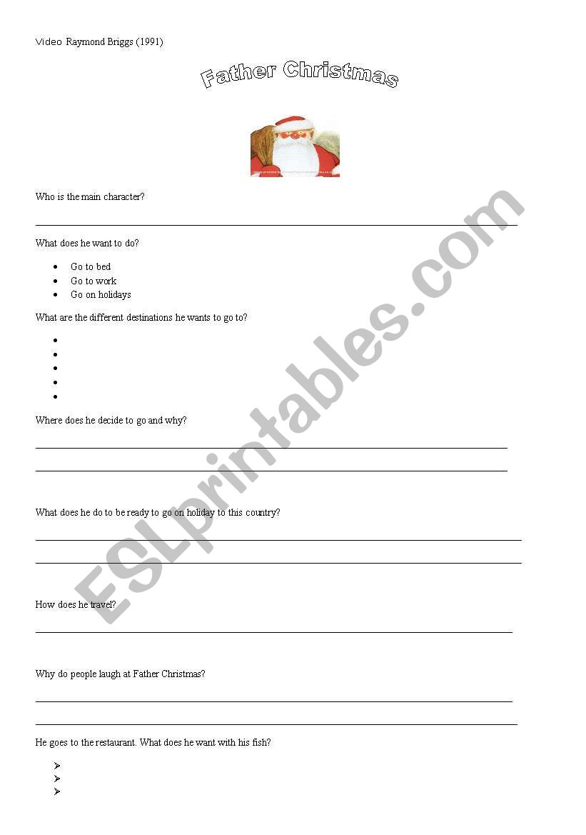 father Christmas (video) worksheet