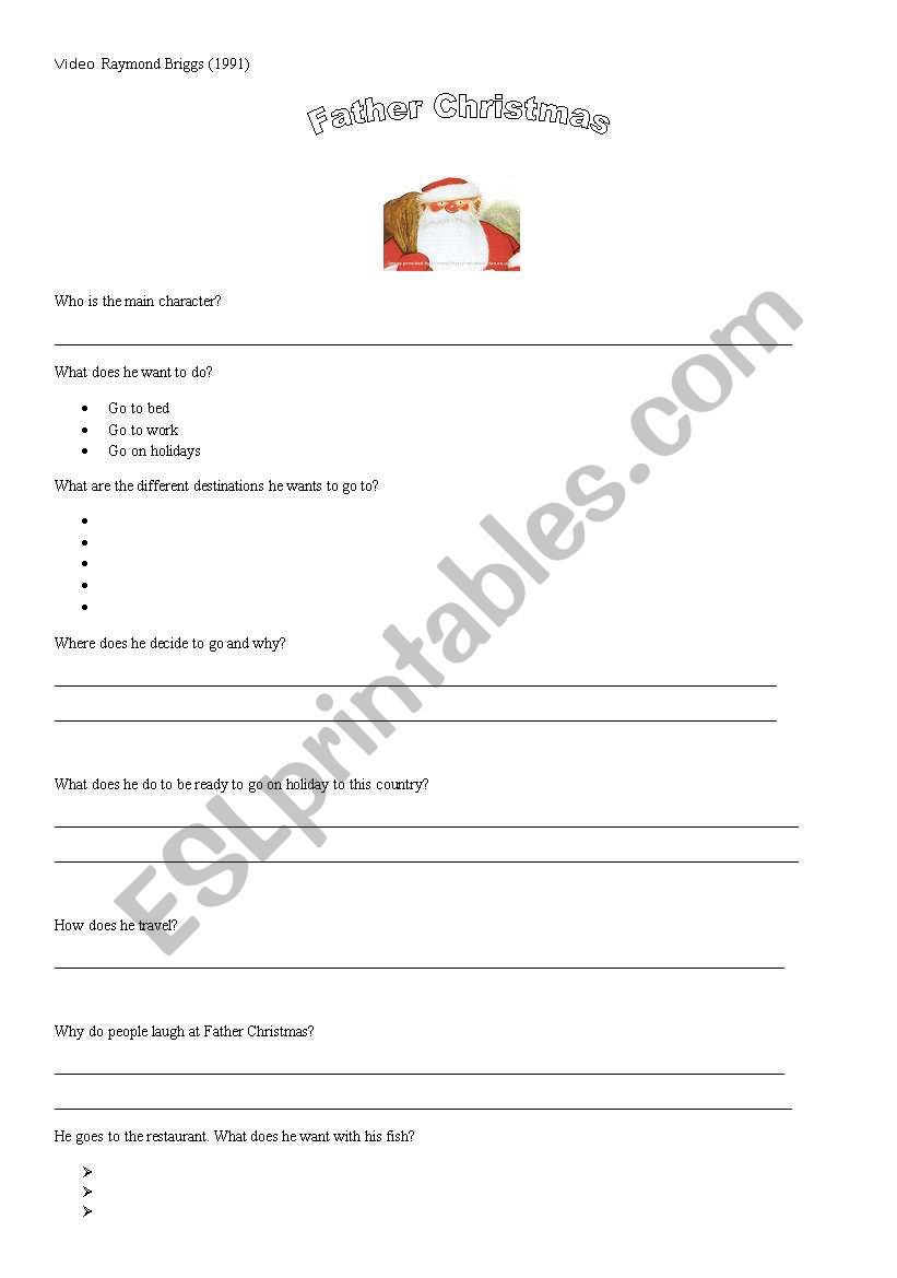father Christmas (video) worksheet