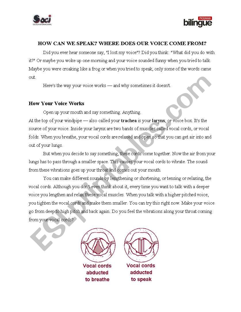 How can we speak? worksheet