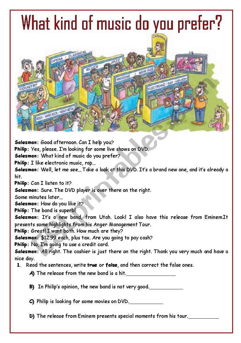 What kind of do you prefer. Music reading Worksheets. Music Genres exercises. Musical Genres Worksheets for Kids. What kind of Music.