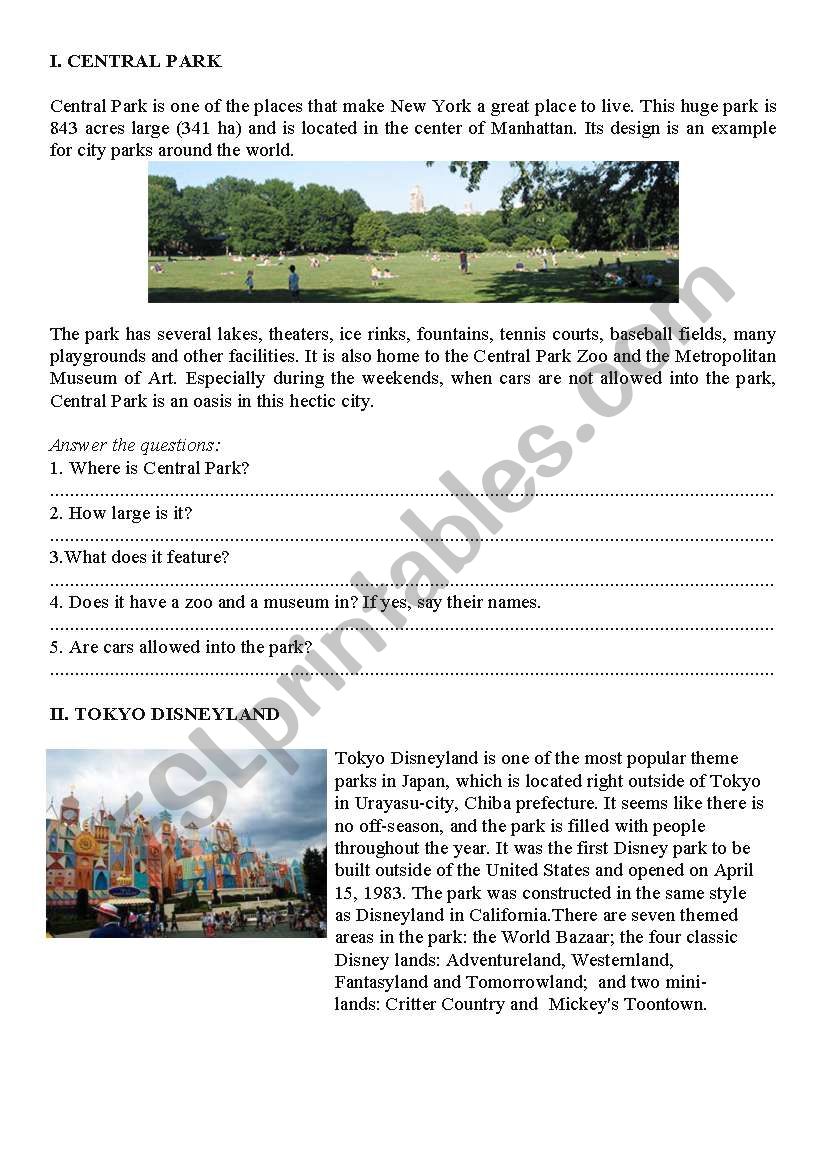 Landmark worksheet