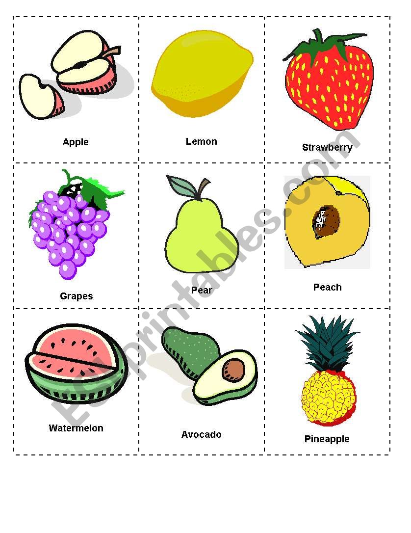 Fruits and Vegetables Lottery worksheet
