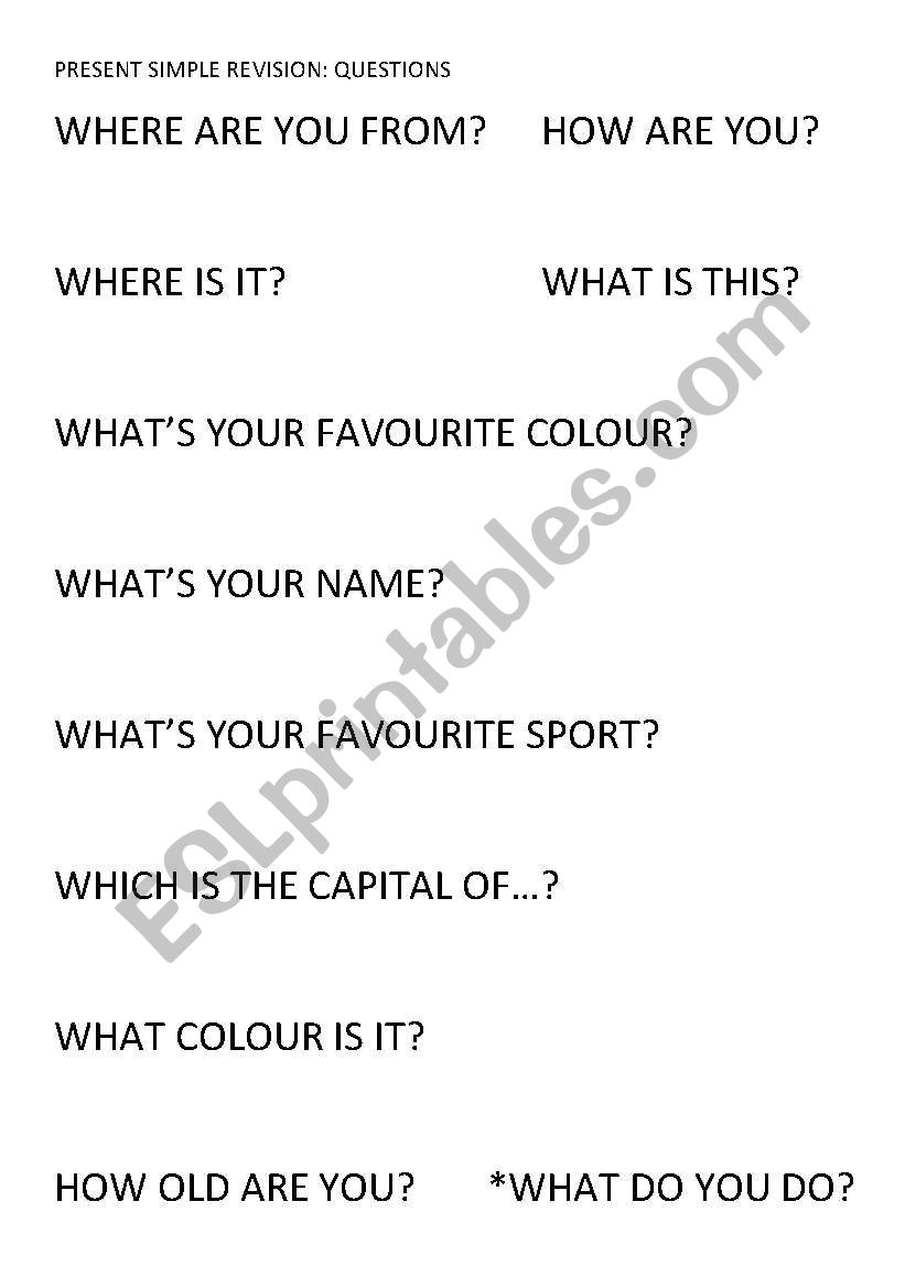 PRESENT SIMPLE REVISION worksheet