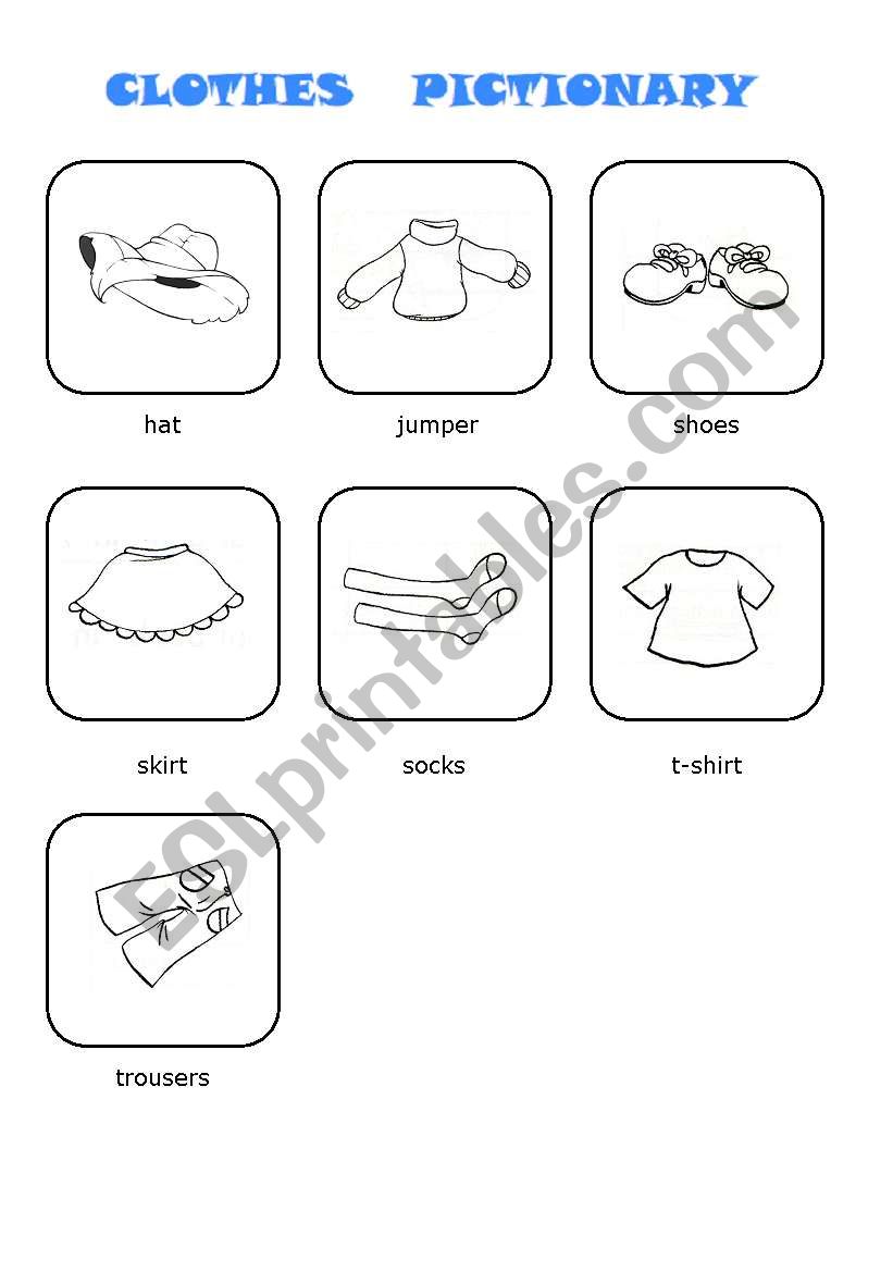 clothes pictionary worksheet