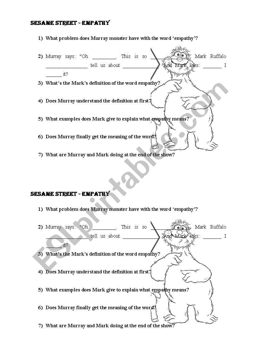 Sesame street - watching and listening handout