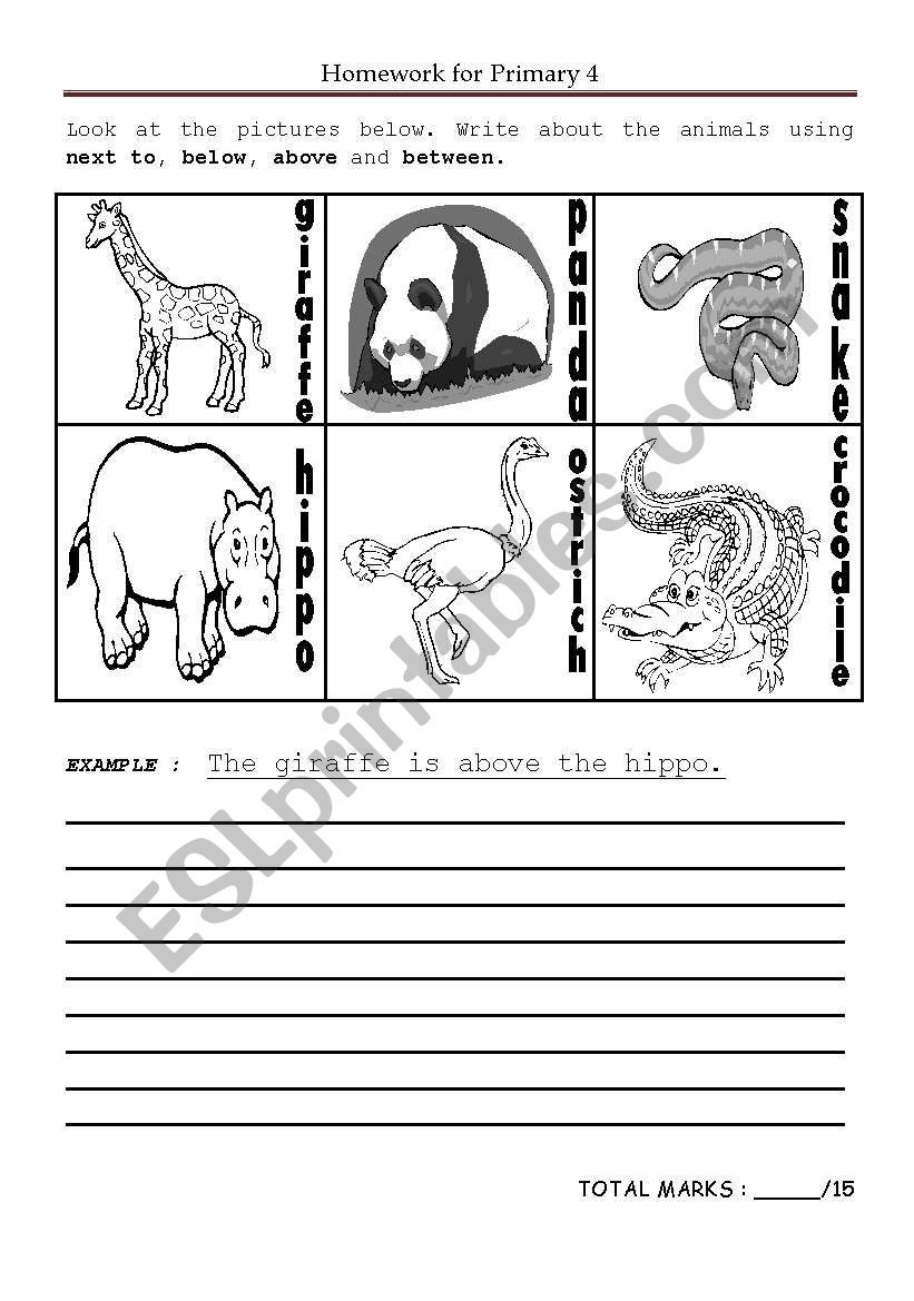 Animals at the zoo worksheet