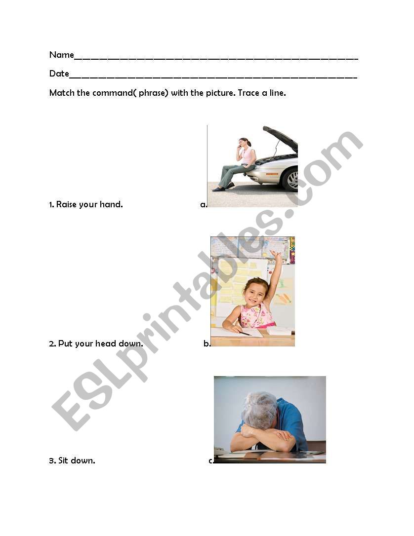 commands worksheet