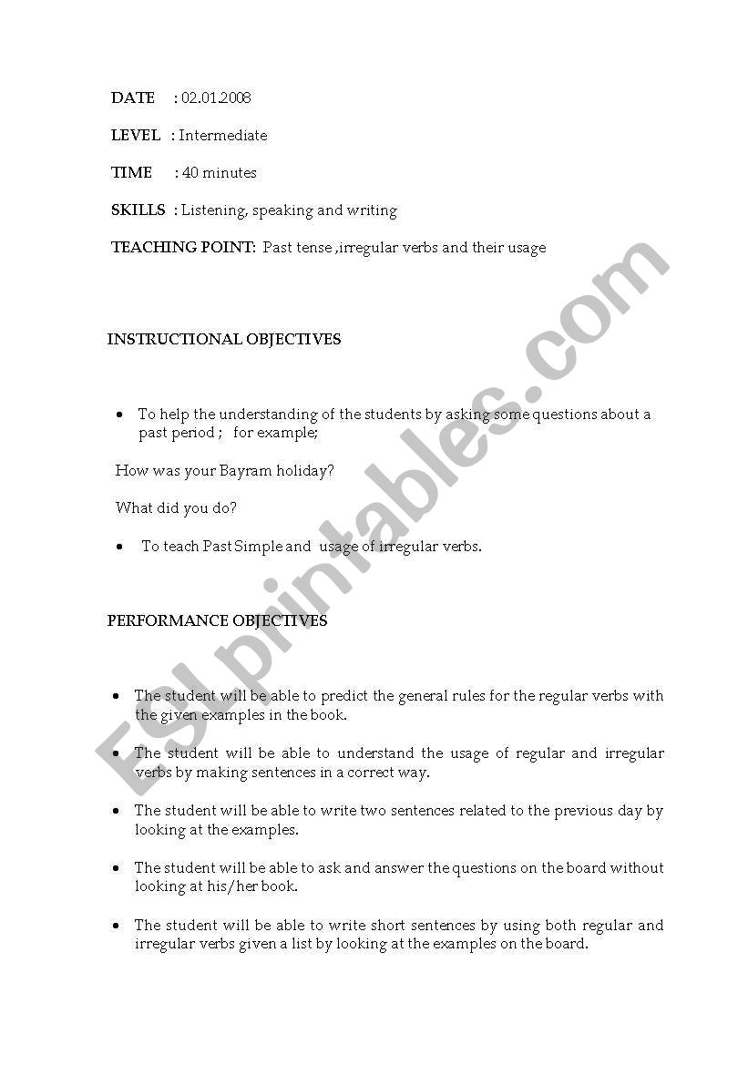 Lesson Plan worksheet